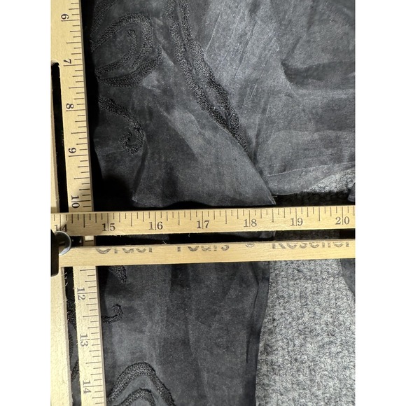 Escada Shirt Womens 36 Black Silk Sheer Embroidered Long Sleeve - Picture 5 of 11